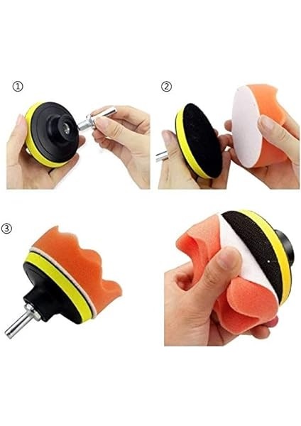 8 Parça 80MM Polisaj Seti Matkap Ile Kullanılabilen Pasta Cila Pedi Sünger Cırtlı Polisaj Yün Ped fırsatları