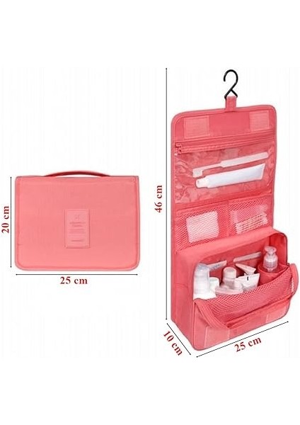 Su Geçirmez Organizer Askılı Seyahat Kozmetik Makyaj Çantası Somon modelleri