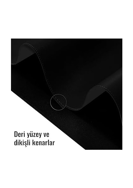 Çift Renk Dikişli Pu Deri Masa Matı 80X40 cm Mousepad, Su Geçirmez Masa Sümeni, Çift Taraflı Kullanım, Dizüstü Bilgisayar/ofis/ev Için, Kaymaz Taban (Siyah ve Koyu Gri) fırsatları