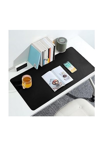 Çift Renk Dikişli Pu Deri Masa Matı 80X40 cm Mousepad, Su Geçirmez Masa Sümeni, Çift Taraflı Kullanım, Dizüstü Bilgisayar/ofis/ev Için, Kaymaz Taban (Siyah ve Koyu Gri) indirimleri