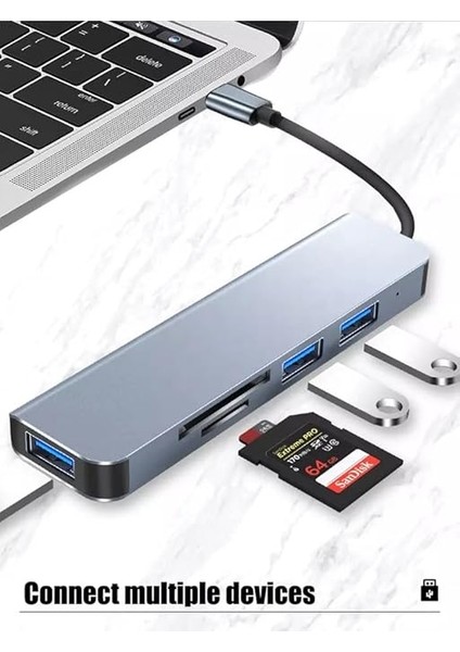 Usb-C Hub 5 In 1 Alüminyum Type C Hub Multiport Adaptör modelleri