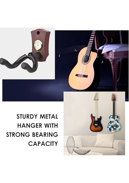 Higro Nem Ölçer ile 2'si 1 Arada Gitar Duvar Montajı Gitar Duvar Askısı Yaylı Enstrüman Tutucu Gitar Ukulele Mandolin Için Katı Sağlam Duvar Kanca Askısı indirimleri