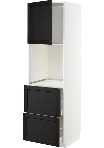 Metod/maxımera Hi Cab F Ov W Dr/2 Frnts/2 Hi Drwrs, Beyaz/lerhyttan Siyah Lekeli, 60X60X200 cm