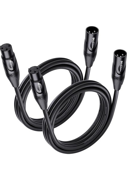 Matters 2'li Paket Premium Xlr - Xlr Kabloları, Xlr Mikrofon Kablosu 6 Ayak, Oksijensiz Bakır (Ofc) Xlr Erkekten Dişi Kabloya, Mikrofon Kablosu, Xlr Hoparlör Kabloları, Siyah