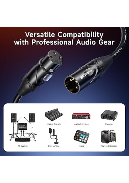 Matters 2'li Paket Premium Xlr - Xlr Kabloları, Xlr Mikrofon Kablosu 6 Ayak, Oksijensiz Bakır (Ofc) Xlr Erkekten Dişi Kabloya, Mikrofon Kablosu, Xlr Hoparlör Kabloları, Siyah modelleri