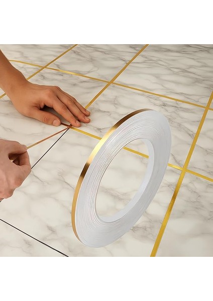 0.5 cm x 50 M Altın Fayans Arası Şerit Bant – Su Geçirmez Kendinden Yapışkanlı Gold Duvar ve Zemin Dekoratif Çıkartma
