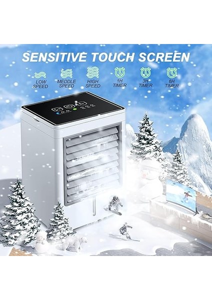 Taşınabilir Klimalar, 3 Hızlı USB Kişisel Mini Klima, Dokunmatik Ekranlı Evaporatif Hava Soğutucu, Oda, Çadır, Yatak Odası, Araba, Karavan ve Kamp Için Taşınabilir Klima Ünitesi Fanı modelleri