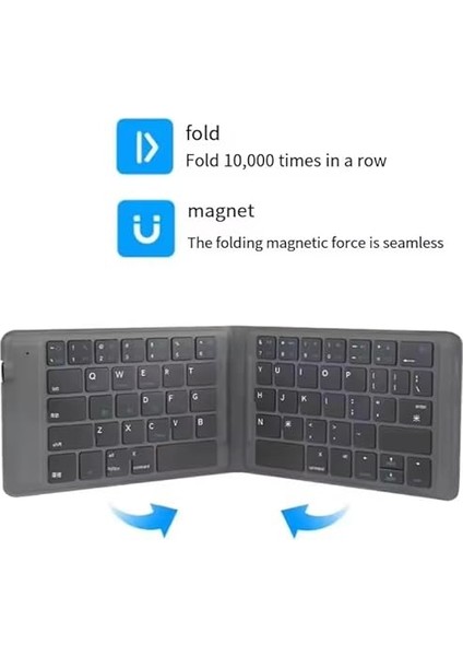 Mini Katlanabilir Bluetooth Klavye iPhone ile Uyumlu iPad ile Uyumlu Mac ile Uyumlu Android Windows ile Uyumlu Ios ile Uyumlu Katlanabilir Seyahat Taşıması Kolay Ingilizce Q Siyah ZR672 indirimleri