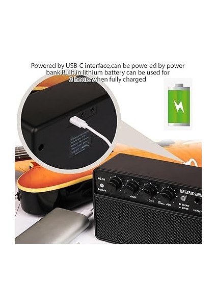 Gitar Amp Kiti Mini Taşınabilir Şarj Edilebilir Plastik 10W Günlük Uygulama Için fırsatları
