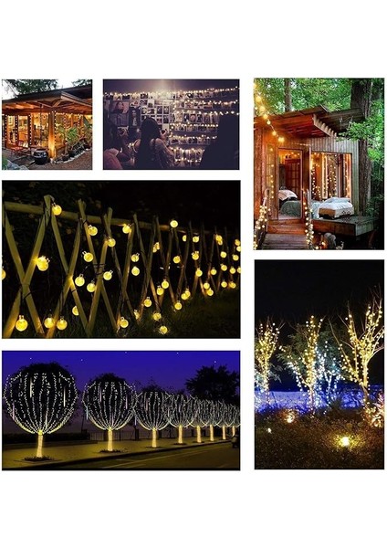 Home LED Solar Işık Zinciri, Dış Mekan, 7 M, 50 Led, Kristal Küre Solar Işık Zinciri, Işık Sensörlü Sıcak Beyaz, 8 Mod, IP65 Su Geçirmez Dekorasyon, Bahçe, Teras, Düğünler, Partiler, modelleri