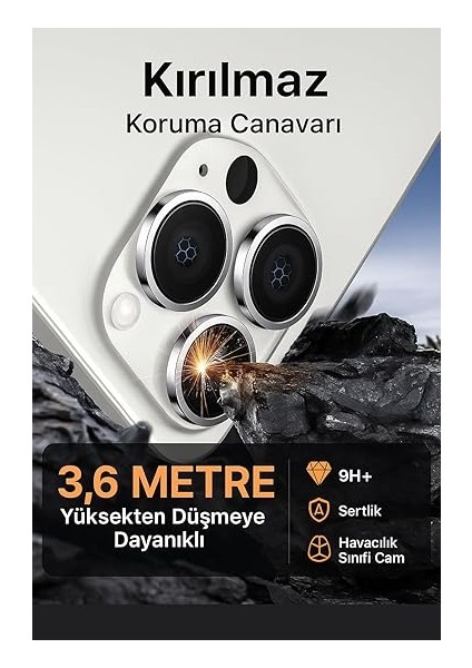 iPhone 15 Pro / 15 Pro Max / 16 Pro / 16 Pro Max Kamera Lens Koruyucu, Safir Cam, Alüminyum Alaşım Çerçeve, Kolay Kurulum, Hd Görüntü Kalitesi, Güçlü Yapışma, Süper Çubuk Sökme Aparatlı, Siyah fırsatları