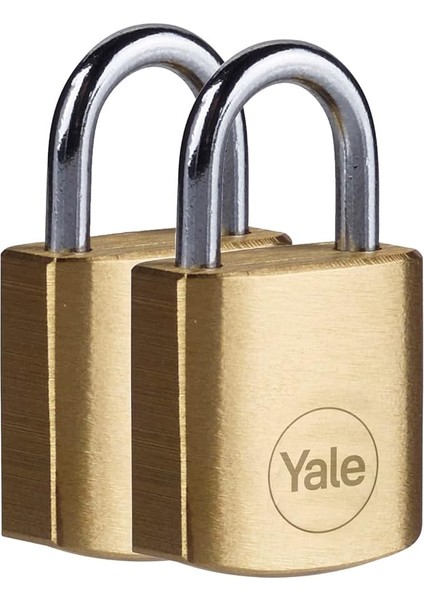 Y110B/20/111/2 - 20MM Pirinç Asma Kilit 2'li Set - Standart Koruma - Çelik Halka - 3 Anahtar