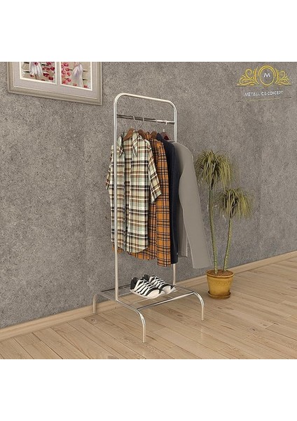 Krom Elbise Askısı Ayaklı Konfeksiyon Askısı