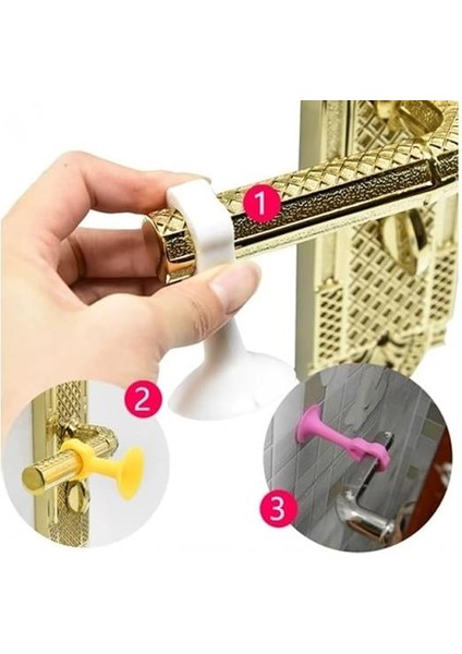Vantuzlu Geçmeli Kapı Kolu Stoper, 4'lü Set, Darbe Önleyici ve Kolay Montaj, Dayanıklı ve Pratik Tasarım modelleri