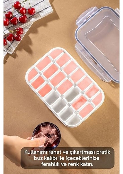 Home 2'li 21 Bölmeli Sızdırmaz Kilitli Buz Kalıbı Seti - Kapaklı Hava Geçirmez Buzluk - Vakumlu Buz Kabı modelleri