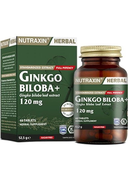 Herbal Ginkgo Biloba + 120 Mg 60 Tablet Takviye Edici Gıda