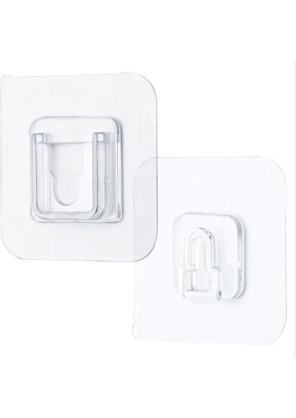 Yapışkanlı Çift Taraflı Kanca | 4 Çift | Iz Bırakmayan, Delik Açmayan, Çok Fonksiyonlu Banyo ve Mutfak Su Geçirmez Ev Duvar Askıları