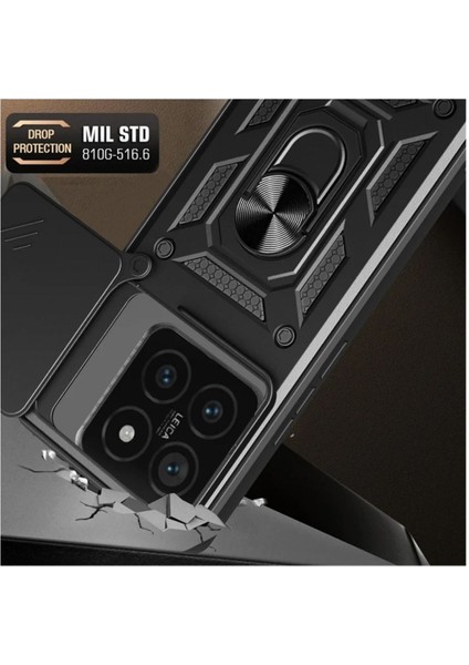 Xiaomi 14T Uyumlu Tank Kılıf Yüzüklü Standlı Extra Darbe Koruma Zırhlı Outdoor Kapak - Siyah fiyatları