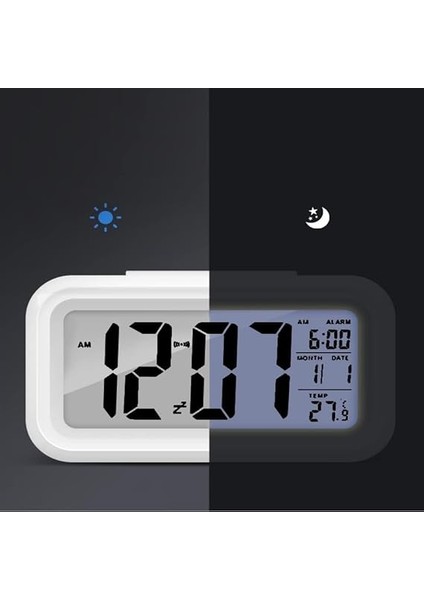 Fotoselli Işık Sensörlü Termometreli Alarmlı Dijital Masa Saati fırsatları