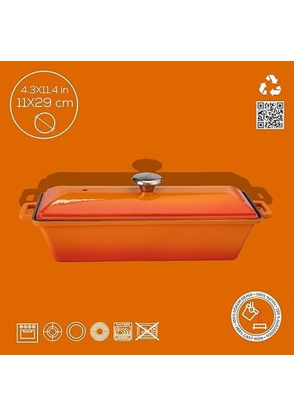Döküm Ekmek Kabı/terrine, 11X29 Cm, Turuncu fırsatları