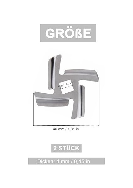 Kıyma Makinesi Bıçağı, 2 Adet Kıyma Makinesi Kesici, Paslanmaz Çelik Kıyma Makinesi Bıçağı, Et Değirmeni Aksesuarı, Mikser ve Doğrayıcı Için, 5# modelleri