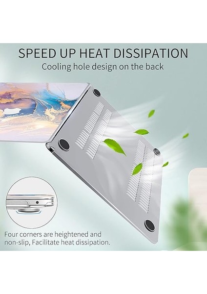 MacBook Air 13.5" 2022 Release A2681 M2 ile Uyumlu Kılıf, Dokunmatik Kimlikli Mermer Desenli Tasarım Ince Koruyucu Plastik Sert Kabuk Kılıf ve Hava 13,7 Inç Klavye Kapağı modelleri