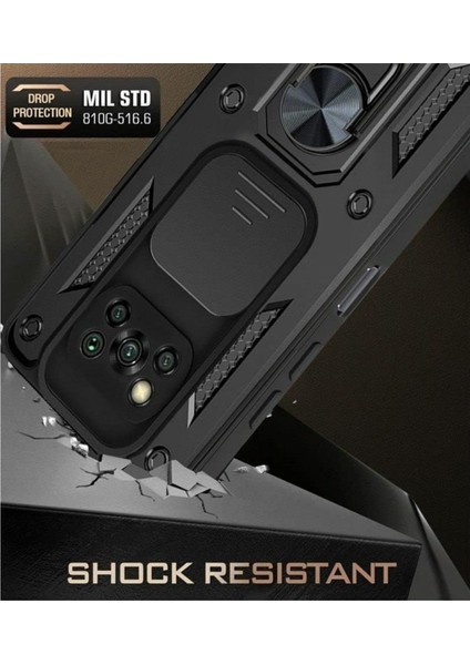 Poco X3 Nfc Uyumlu Tank Kılıf Yüzüklü Standlı Extra Darbe Koruma Zırhlı Outdoor Kapak - Kırmızı fiyatları