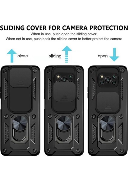 Poco X3 Nfc Uyumlu Tank Kılıf Yüzüklü Standlı Extra Darbe Koruma Zırhlı Outdoor Kapak - Kırmızı fırsatları