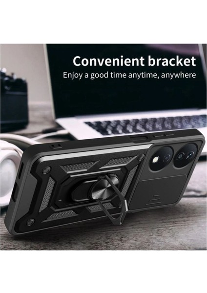 Honor 90 Uyumlu Tank Kılıf Yüzüklü Standlı Extra Darbe Koruma Zırhlı Outdoor Kapak - Lacivert fırsatları