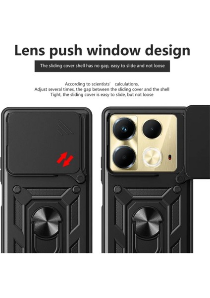 Infinix Note 40 Pro Uyumlu Tank Kılıf Yüzüklü Standlı Extra Darbe Koruma Zırhlı Outdoor Kapak - Siyah fiyatları