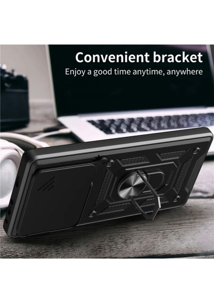 Infinix Note 40 Pro Uyumlu Tank Kılıf Yüzüklü Standlı Extra Darbe Koruma Zırhlı Outdoor Kapak - Siyah fırsatları