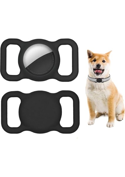 Silikon Kılıf Evcil Hayvan Tasmasına Takılabilir Arkası Kapalı Düşmez Kopmaz Yıkanabilir (Siyah)