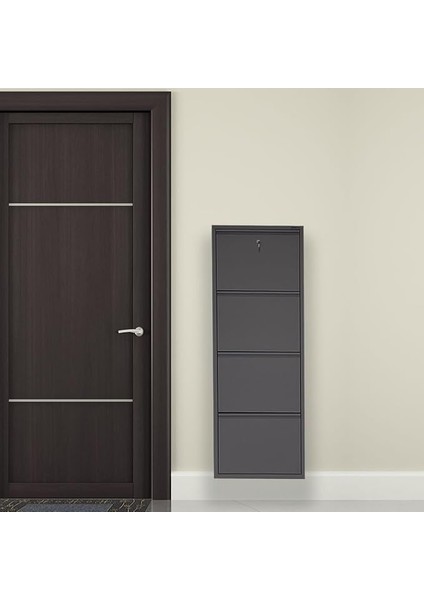 Antrasit Kilitli Metal Ayakkabılık Mac4-4 Kapaklı - 50X15X136 H