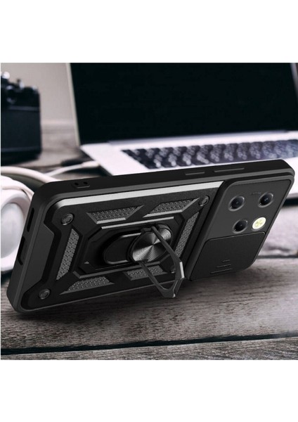 Tecno Spark 20 Pro Uyumlu Tank Kılıf Yüzüklü Standlı Extra Darbe Koruma Zırhlı Outdoor Kapak - Siyah fırsatları