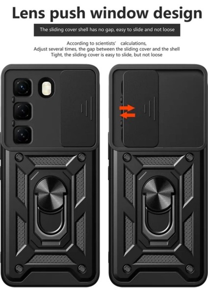 Infinix Hot 50 4G Uyumlu Tank Kılıf Yüzüklü Standlı Extra Darbe Koruma Zırhlı Outdoor Kapak - Lacivert modelleri