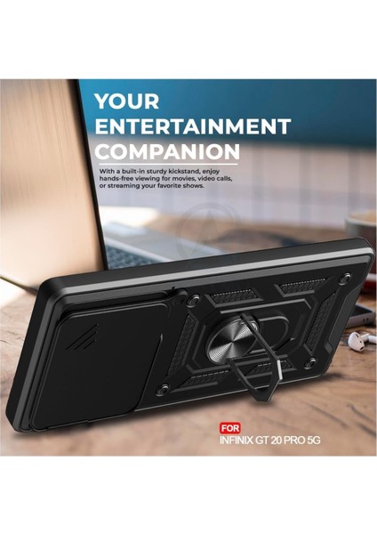 Infinix Gt 20 Pro Uyumlu Tank Kılıf Yüzüklü Standlı Extra Darbe Koruma Zırhlı Outdoor Kapak - Siyah fırsatları