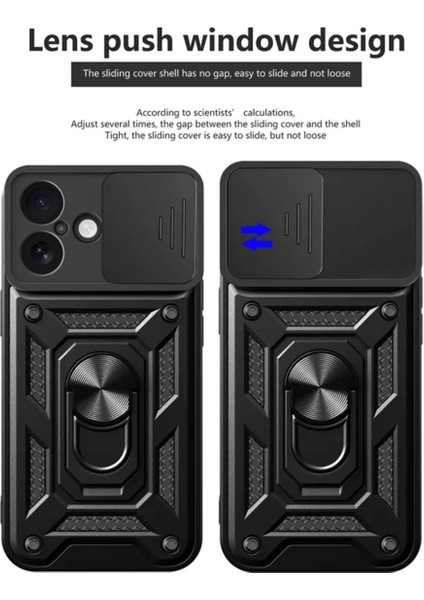 Apple iPhone 17 Uyumlu Tank Kılıf Yüzüklü Standlı Extra Darbe Koruma Zırhlı Outdoor Kapak - Lacivert fiyatları