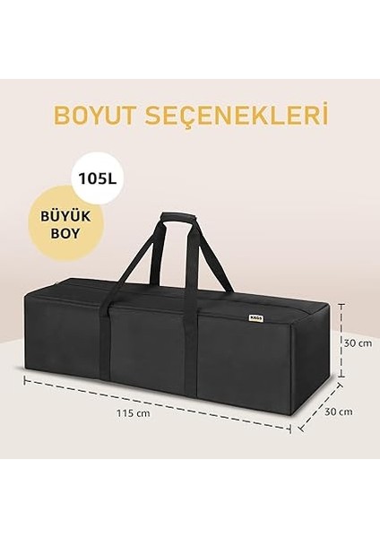 Taşıma Çantası, Fermuarlı Dayanıklı Seyahat Spor, Bagaj, Kamp Malzemeleri Saklama Çantası, 105L Büyük Boy - Siyah fiyatları
