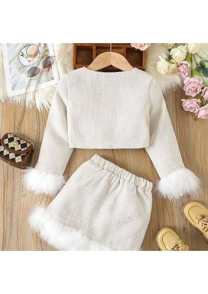 Şık Tüylü Kız Çocuk Ceketli Etek Takım – Özel Günlerin Yıldızı! modelleri