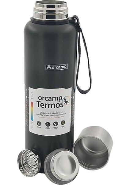 Çift KATMANLI%100 304 Kalite Çelik Vakumlu Termos 1000ML, Dayanıklı Kamp Ekipmanları, Kamp Aksesuarları, Açık Hava Sporları, Doğa Sporları