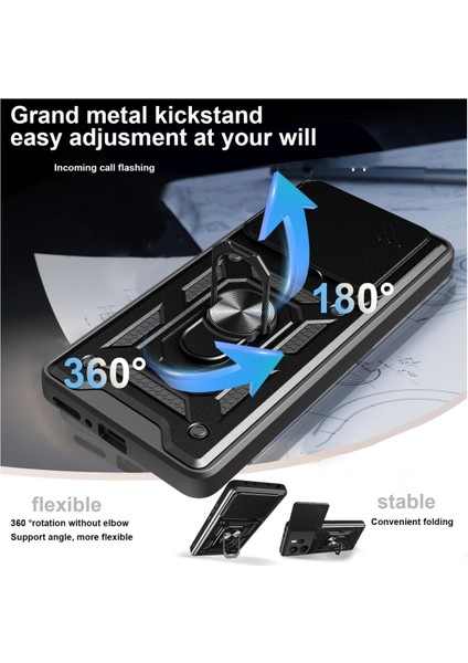 Infinix Hot 50 Pro Plus Uyumlu Tank Kılıf Yüzüklü Standlı Extra Darbe Koruma Zırhlı Outdoor Kapak - Siyah modelleri