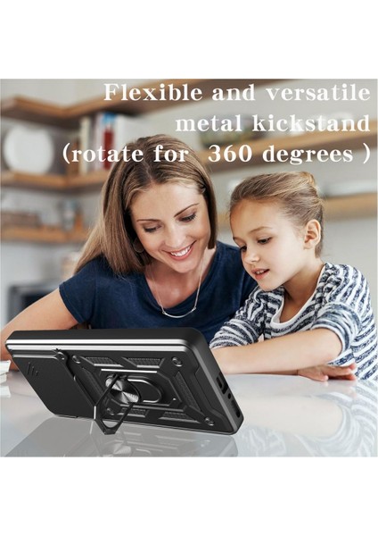 Infinix Hot 50 Pro Plus Uyumlu Tank Kılıf Yüzüklü Standlı Extra Darbe Koruma Zırhlı Outdoor Kapak - Siyah fırsatları