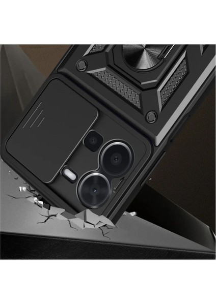 Vivo Y22S Uyumlu Tank Kılıf Yüzüklü Standlı Extra Darbe Koruma Zırhlı Outdoor Kapak - Lacivert modelleri