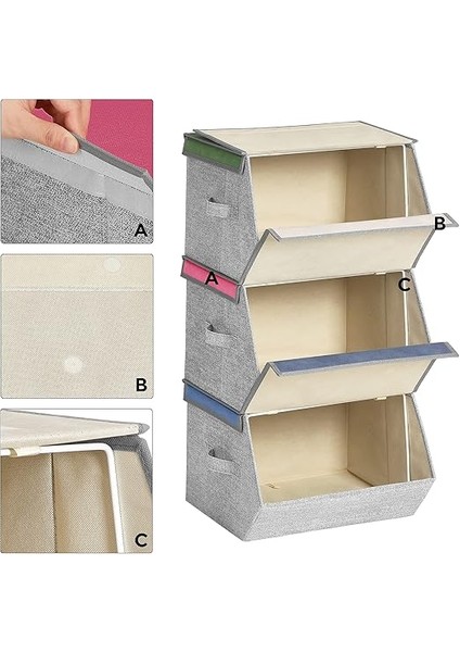 Saklama Kutuları, 3'lü Set, Katlanır Kutular, Kulplu Kumaş Kutular, Oyuncak Düzenleyici, Manyetik Kapaklar, Çocuk Odaları, Oyun Odaları, Hayvan Motifleri, Pembe, Mavi, Yeşil ve Gri RFB760P01 indirimleri