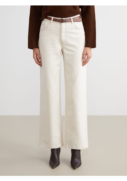 Yeni Sezon Beli Kemerli Wideleg Kadın Jean Pantolon fiyatları