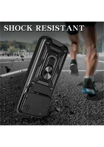 Apple iPhone 17 Pro Max Uyumlu Tank Kılıf Yüzüklü Standlı Extra Darbe Koruma Zırhlı Outdoor Kapak - Siyah modelleri
