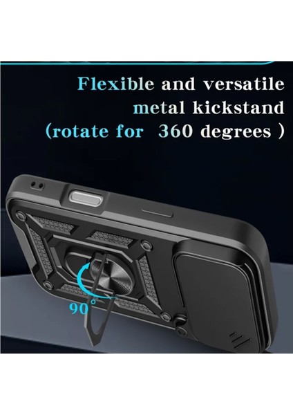 Apple iPhone 17 Pro Max Uyumlu Tank Kılıf Yüzüklü Standlı Extra Darbe Koruma Zırhlı Outdoor Kapak - Siyah fırsatları