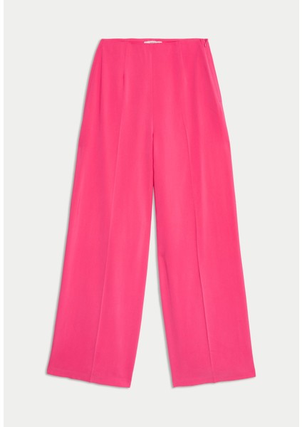 Yüksek Bel Saten Wide Leg Pantolon