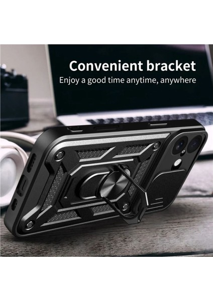 Apple iPhone 17 Uyumlu Tank Kılıf Yüzüklü Standlı Extra Darbe Koruma Zırhlı Outdoor Kapak - Yeşil fırsatları