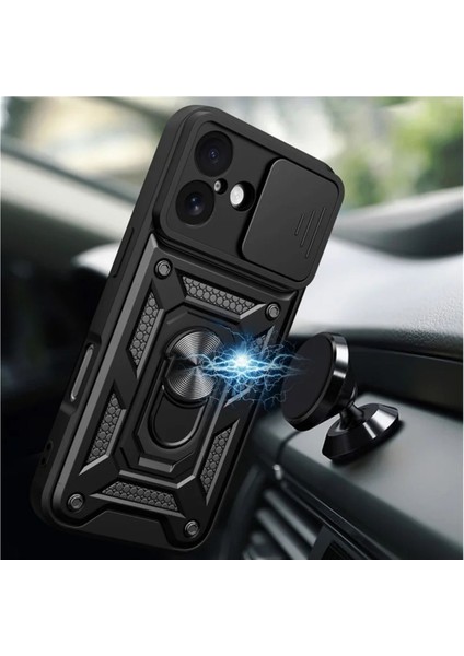 Apple iPhone 17 Uyumlu Tank Kılıf Yüzüklü Standlı Extra Darbe Koruma Zırhlı Outdoor Kapak - Yeşil indirimleri